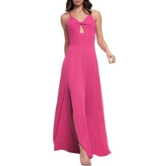 Dress the Population Cambria Pink Tie Bodice Gown  Knot Front Maxi Dress L NWT - Picture 5 of 16